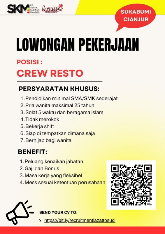 Lowongan Kerja Lazatto Sukabumi & Cianjur Terbaru 2026 3 Loker